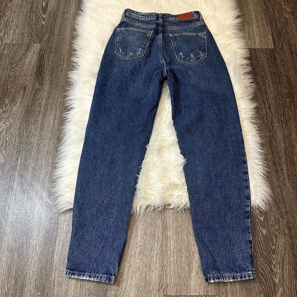 Zara Slim Leg Mom Fit Jeans Blue High Rise Womens Size 2 - Picture 2 of 6